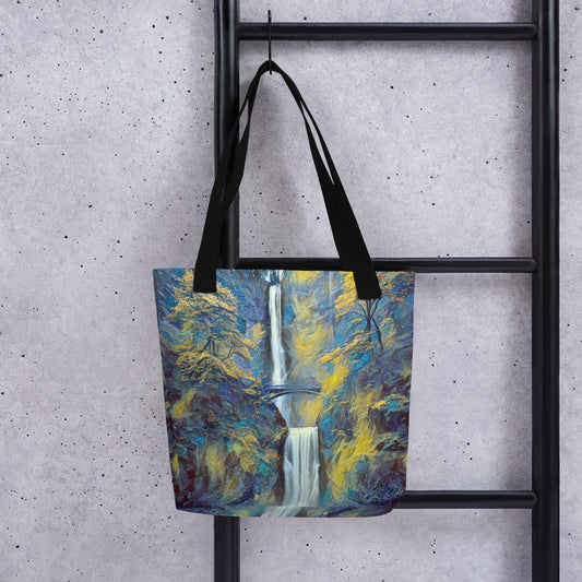 Multnomah Falls/Blue - Digital Art - Tote bag