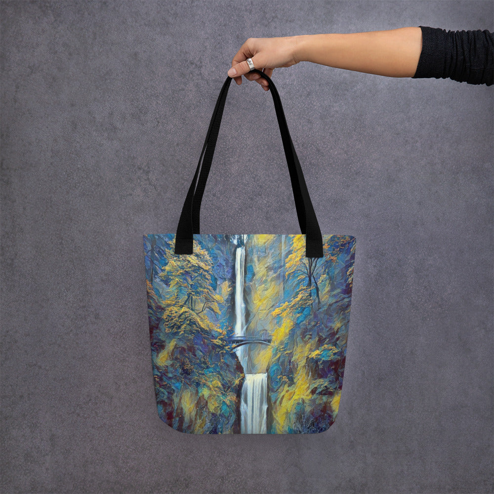 Multnomah Falls/Blue - Digital Art - Tote bag