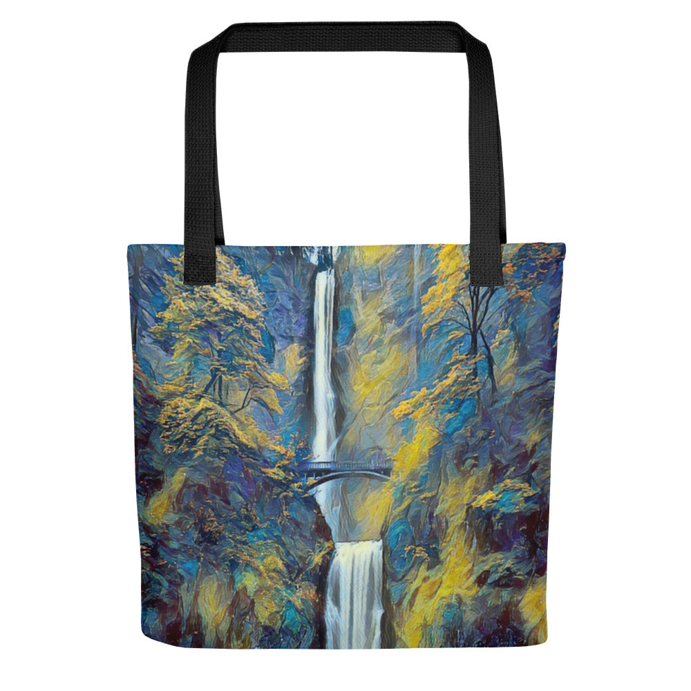 Multnomah Falls/Blue - Digital Art - Tote bag