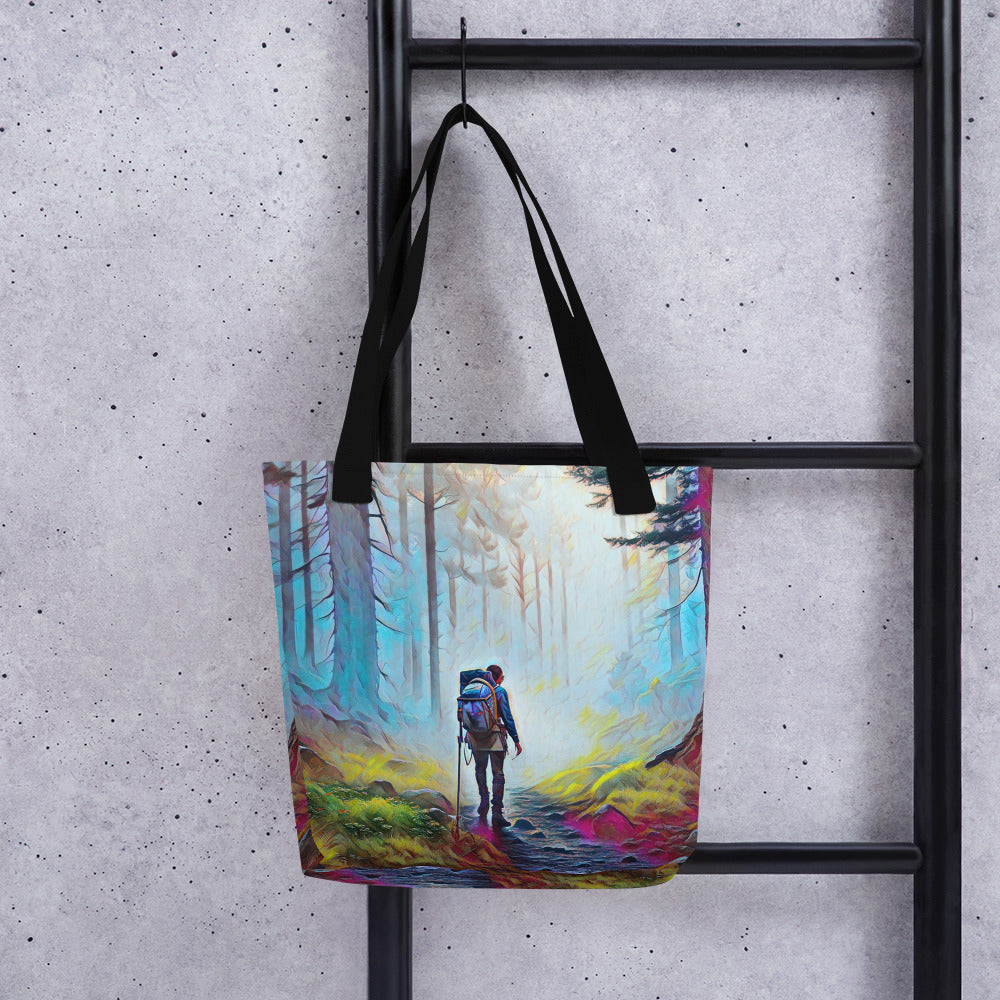 Hiking the Oregon Woods - Digital Art - Tote bag