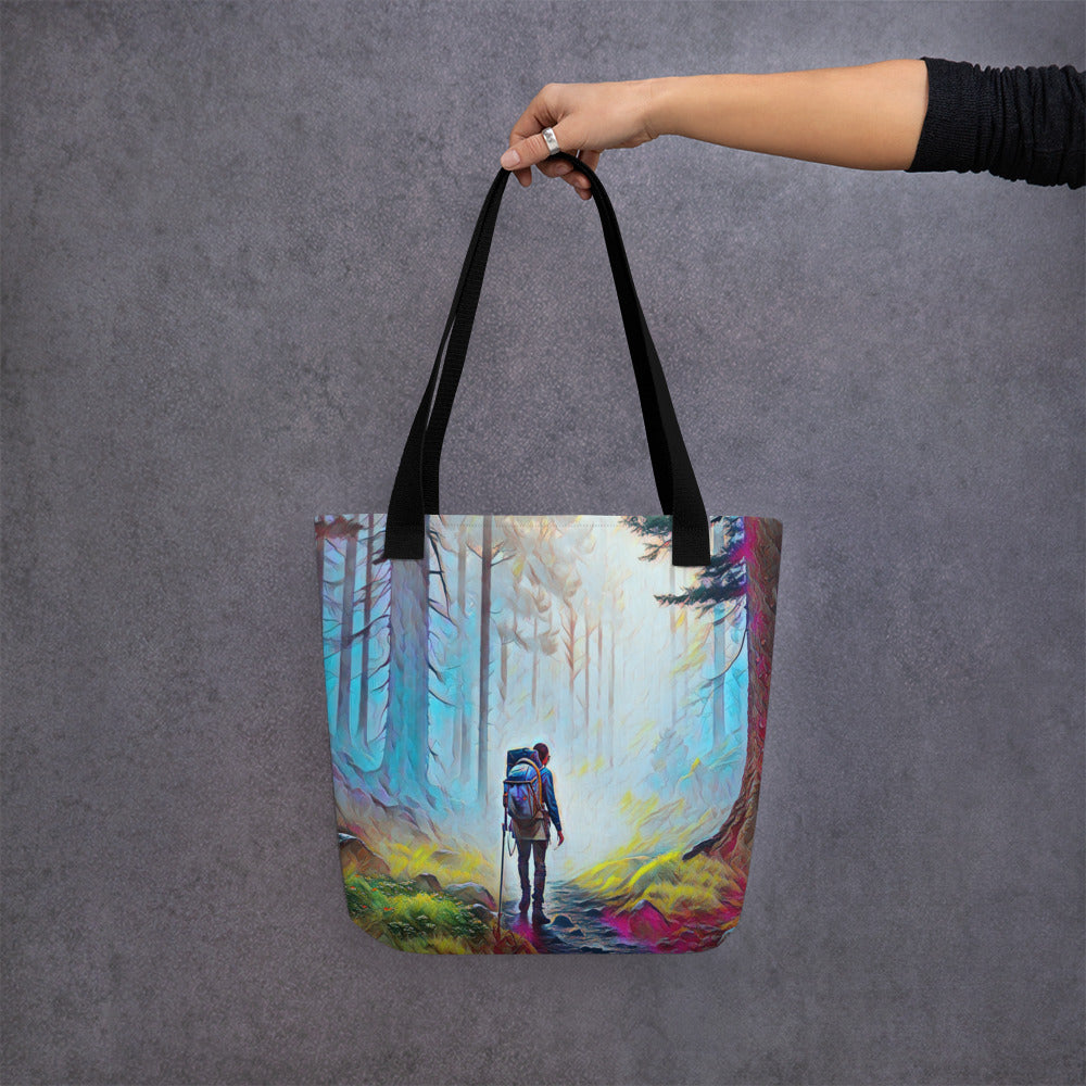 Hiking the Oregon Woods - Digital Art - Tote bag