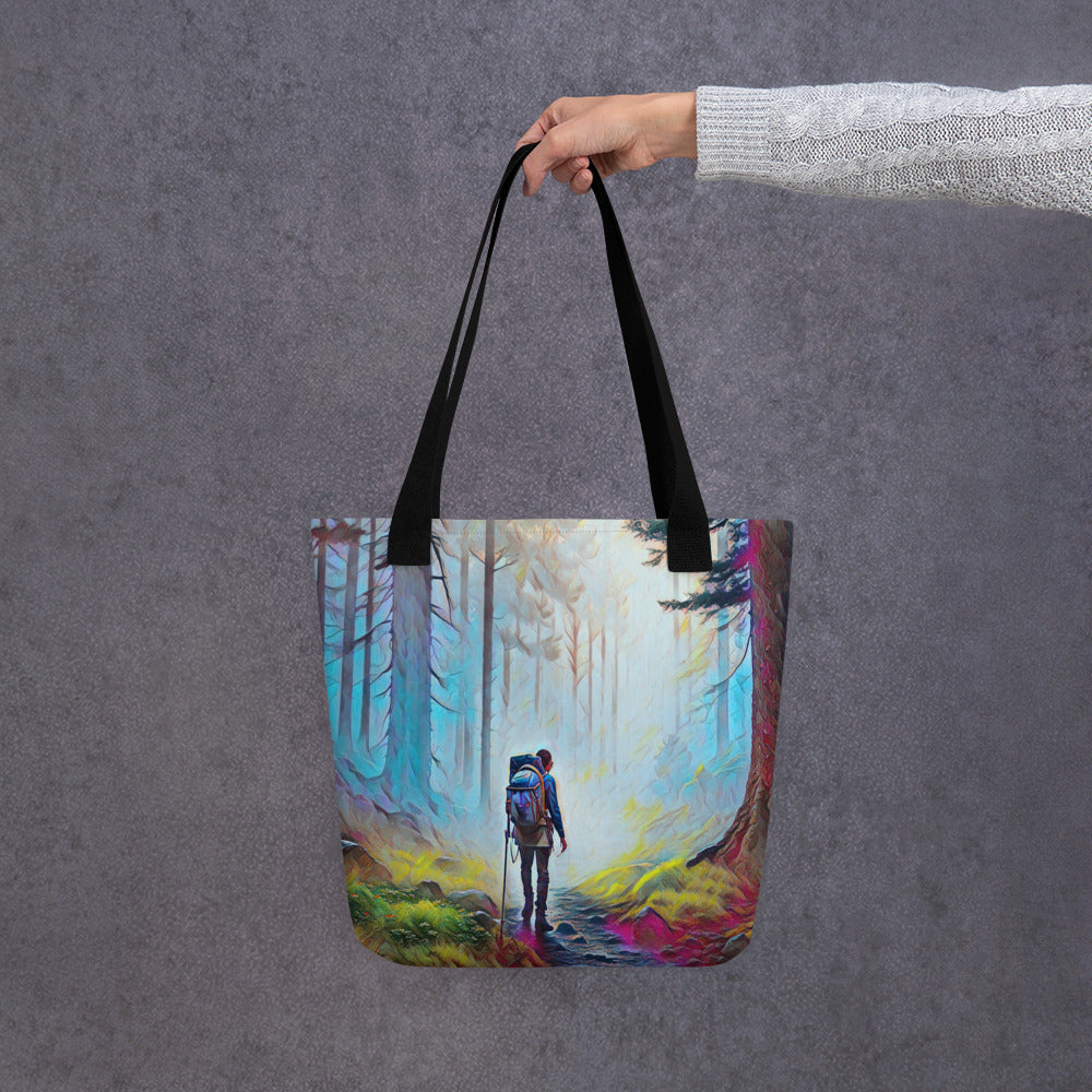 Hiking the Oregon Woods - Digital Art - Tote bag