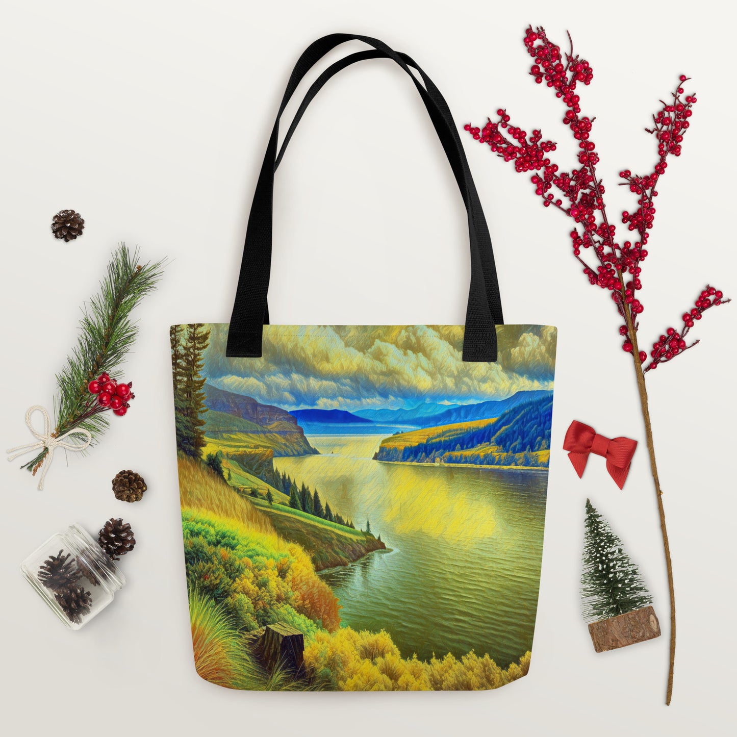 Columbia River Gorge - Digital Art -Tote bag