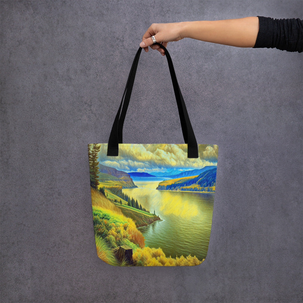 Columbia River Gorge - Digital Art -Tote bag