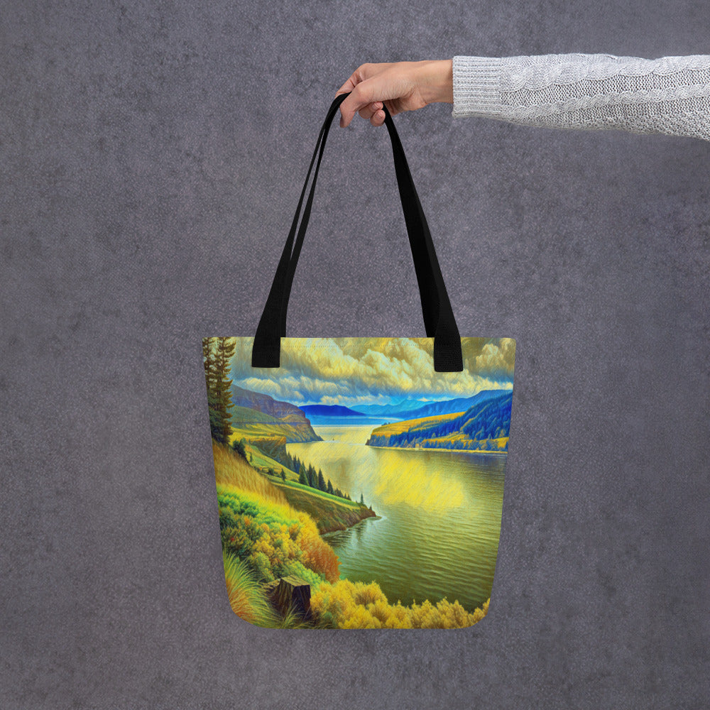 Columbia River Gorge - Digital Art -Tote bag