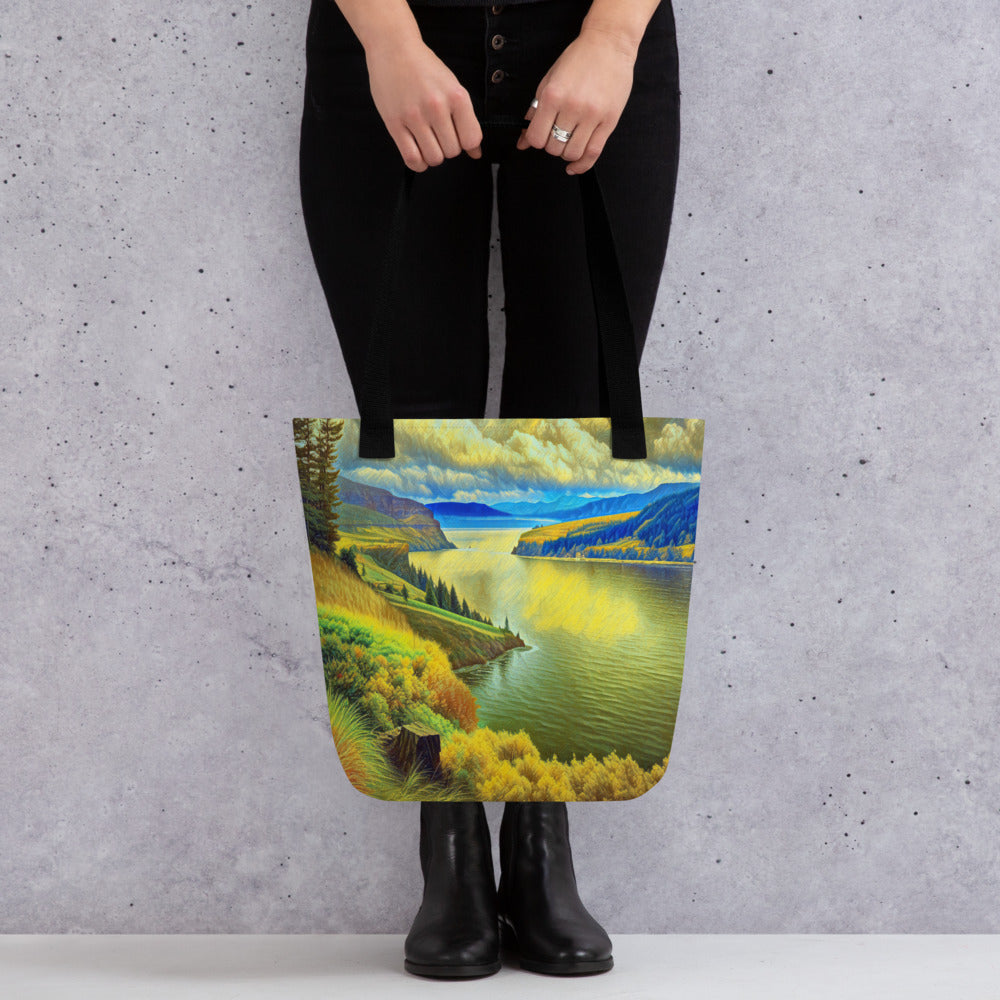 Columbia River Gorge - Digital Art -Tote bag