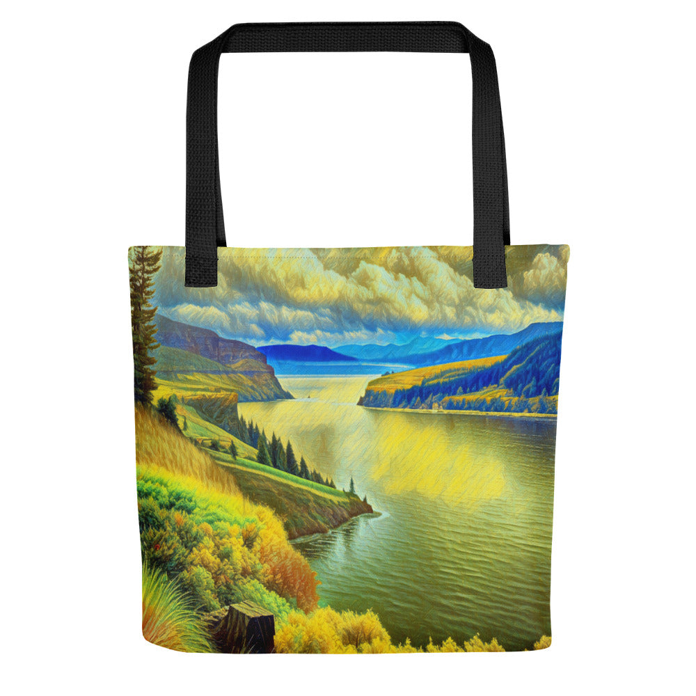 Columbia River Gorge - Digital Art -Tote bag