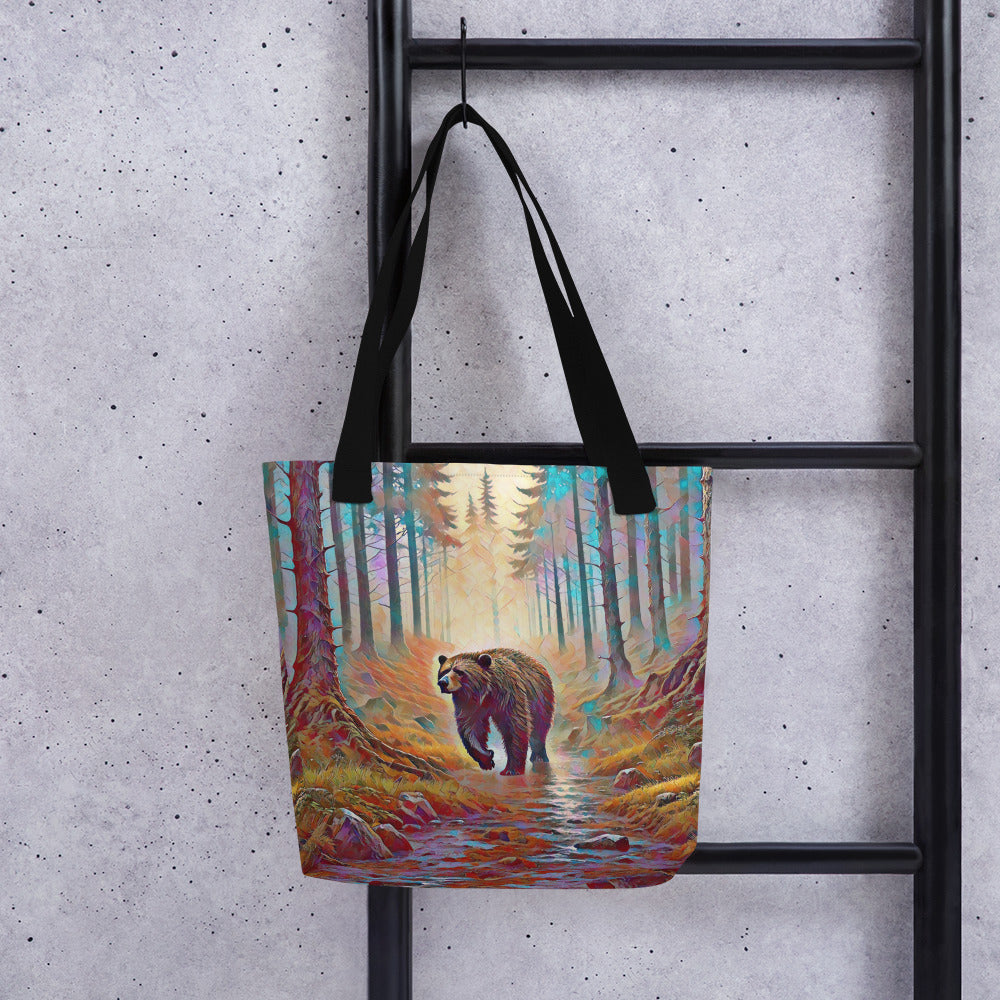 Oregon Bear in the Woods - Digital Art - Tote bag