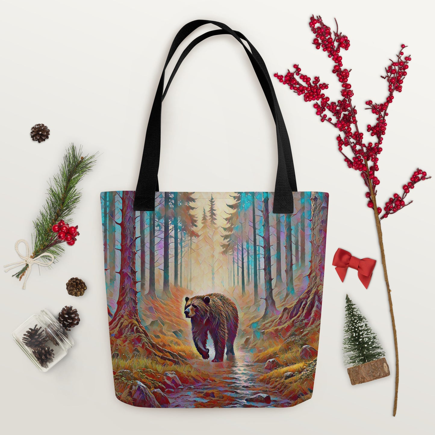 Oregon Bear in the Woods - Digital Art - Tote bag