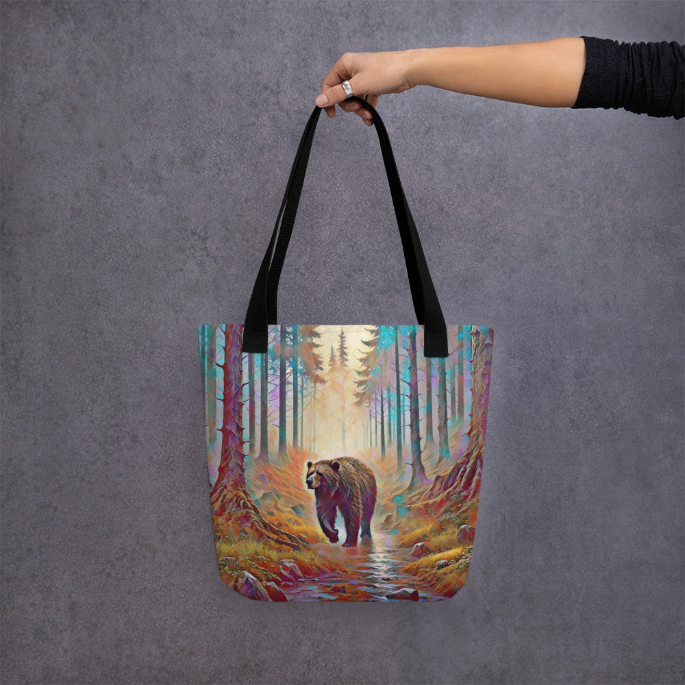 Oregon Bear in the Woods - Digital Art - Tote bag