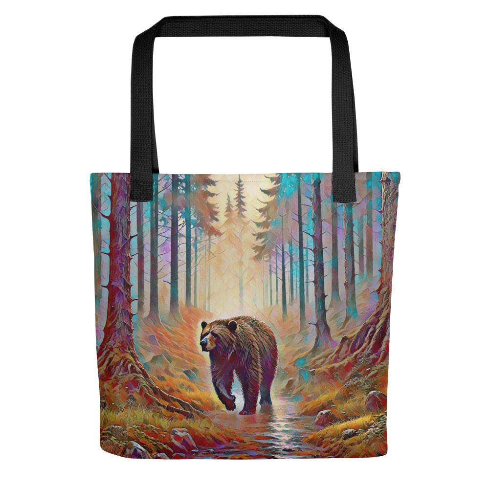 Oregon Bear in the Woods - Digital Art - Tote bag