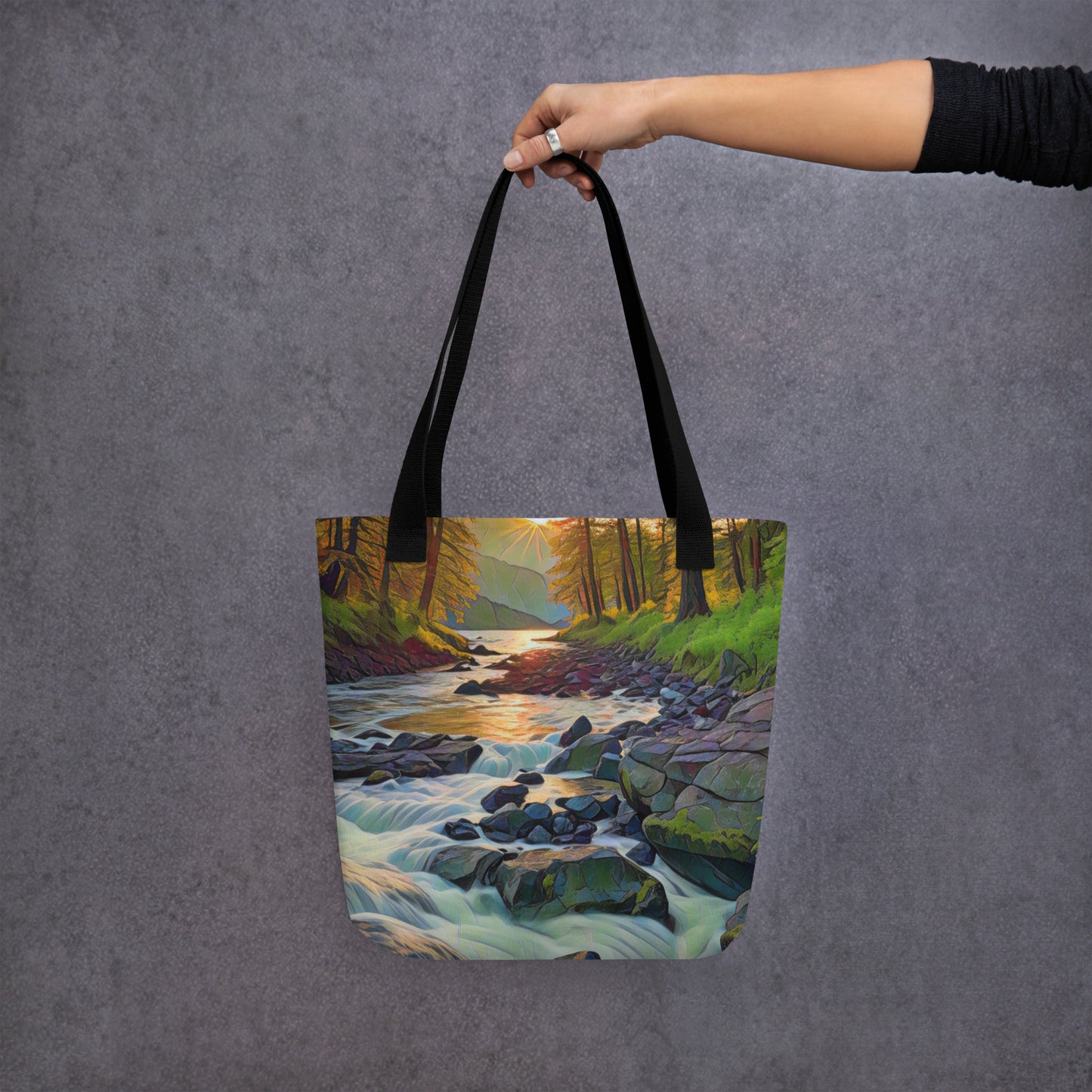 Oregon Stream - Digital Art - Tote bag