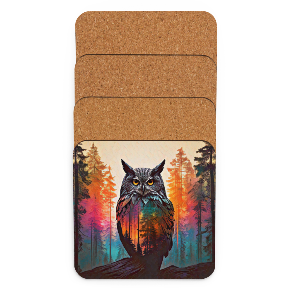 Oregon Owl - Cork-back coaster