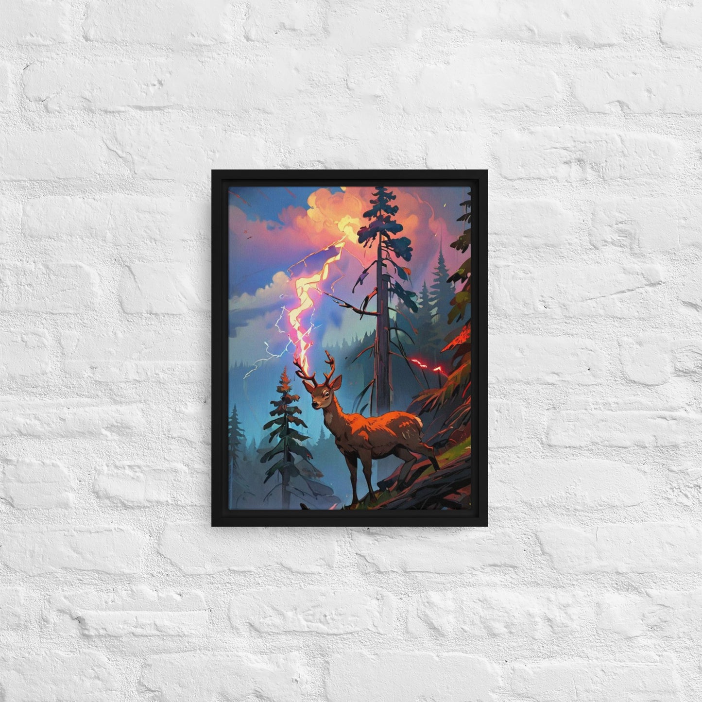 Oregon Lightning Strike - Digital Art - Framed canvas - FREE SHIPPING