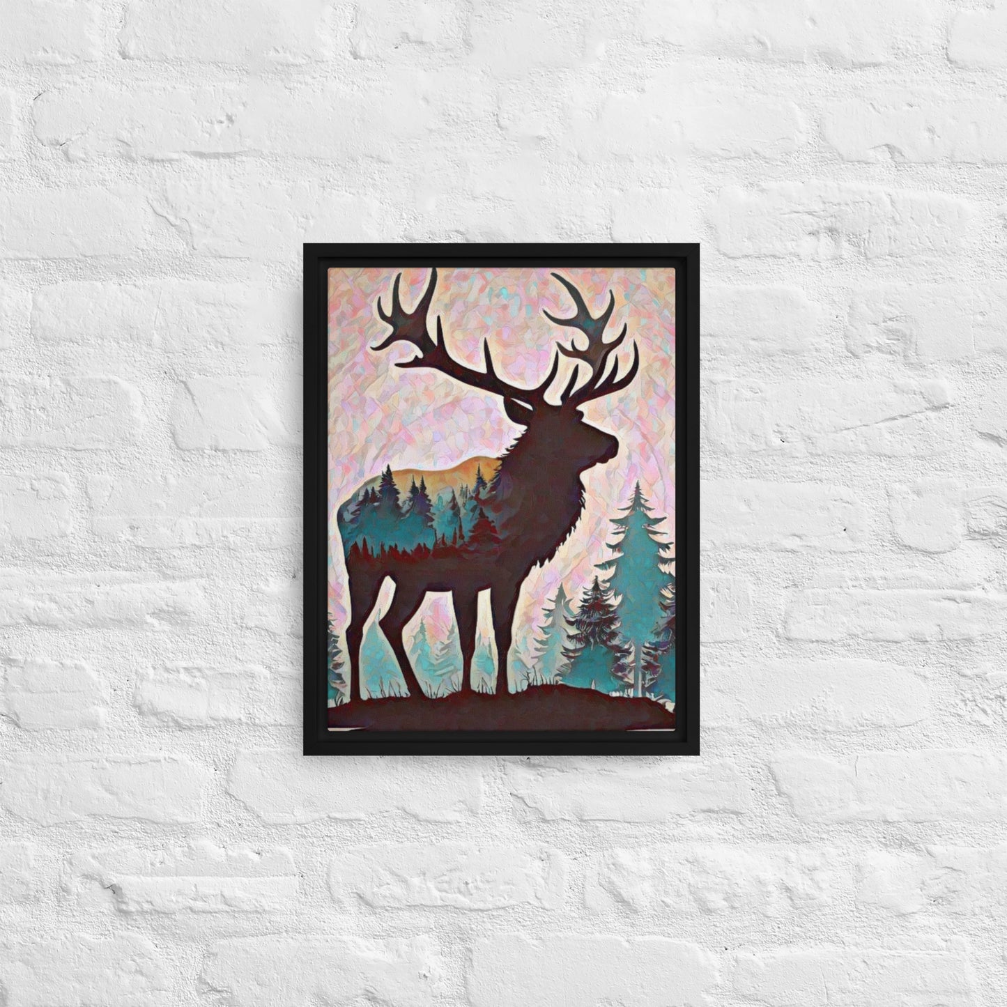 Oregon Elk in the Forest - Digital Art - Framed canvas - FREE Shipping