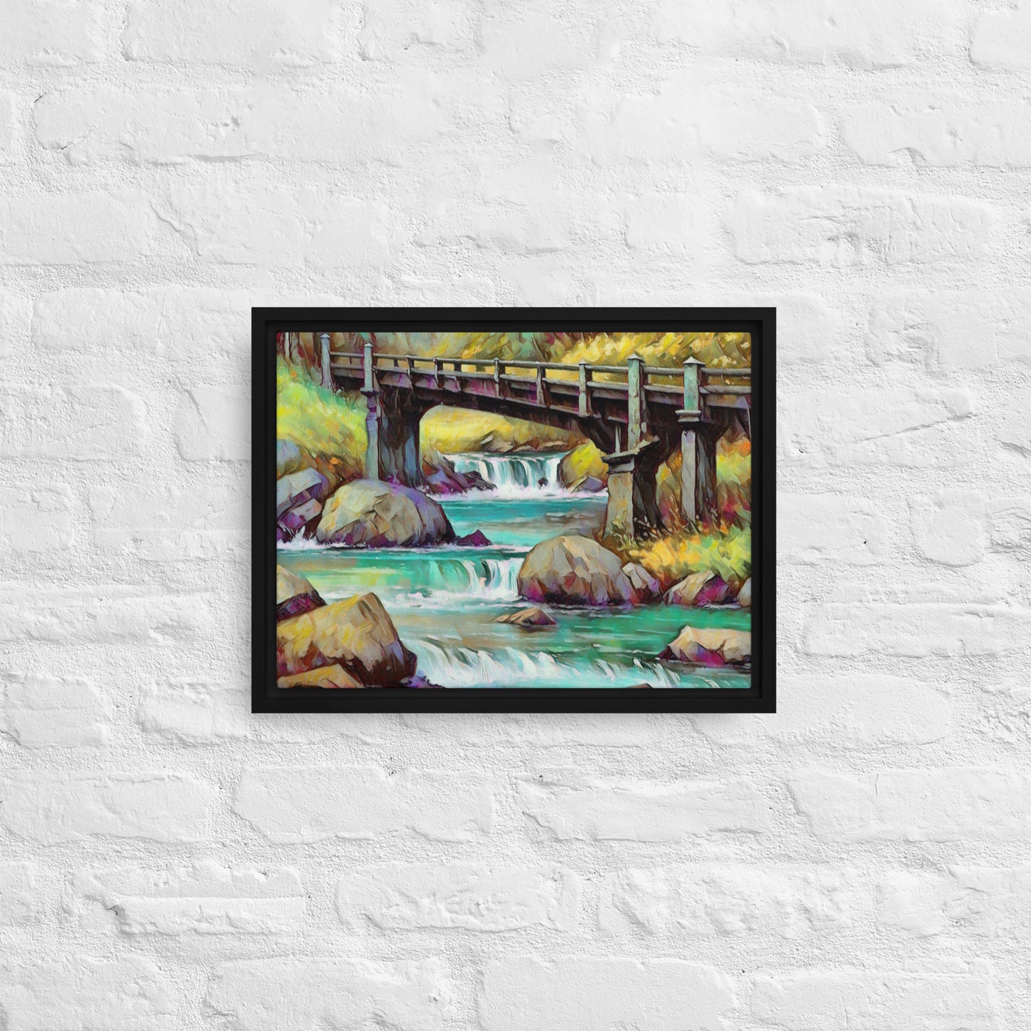 Oregon Bridge - Digital Art - Framed canvas - FREE SHIPPING