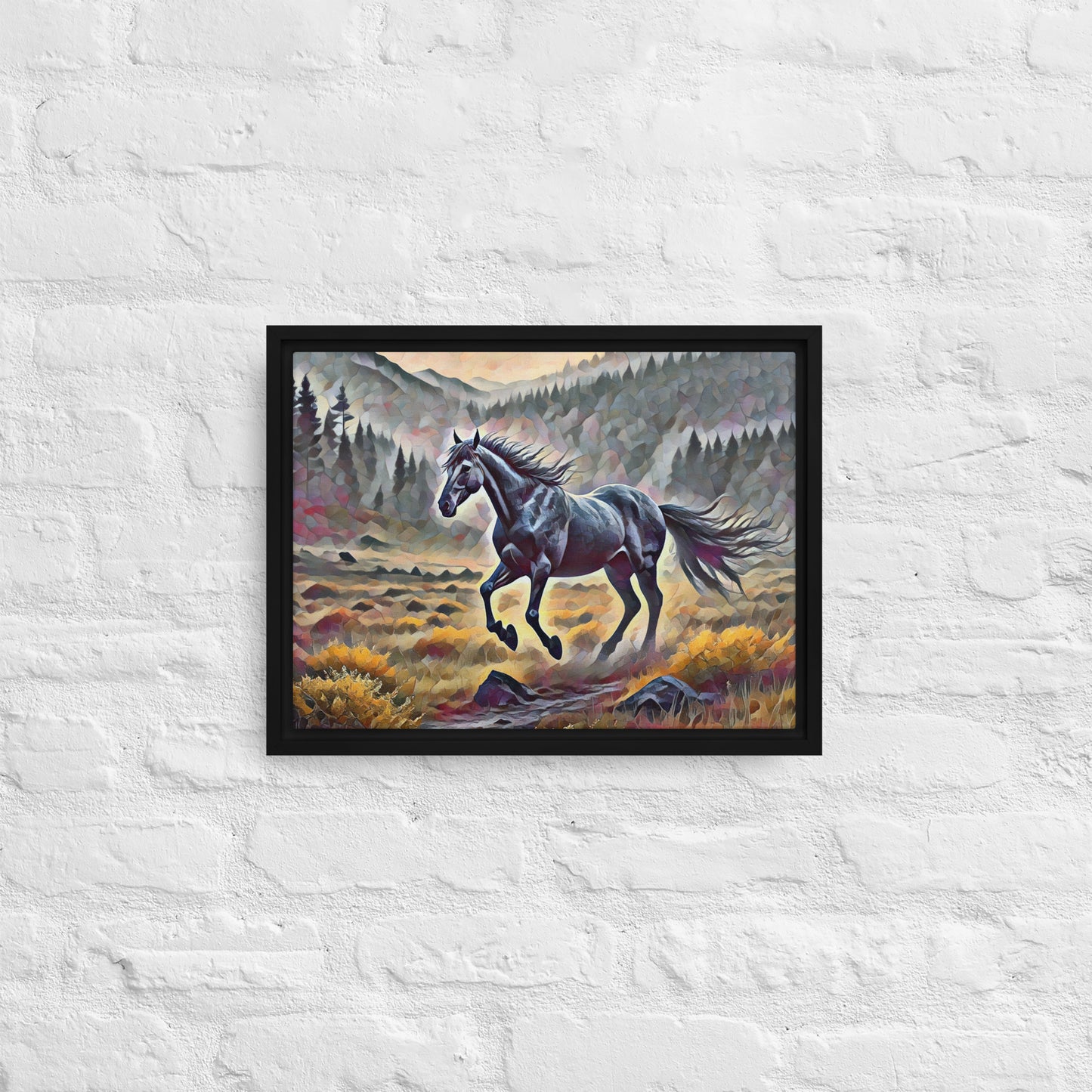 Oregon Running Horse - Digital Art - Framed canvas - FREE SHIPPING