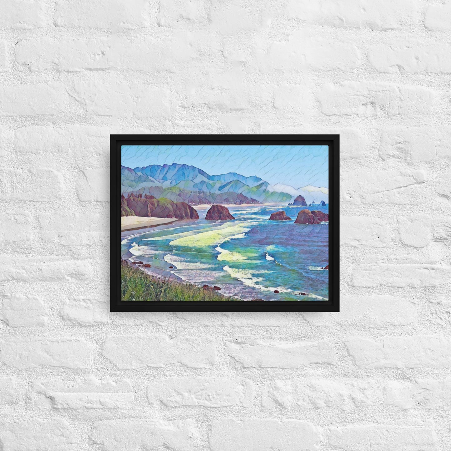 Ecola State Park - Digital Art - Framed canvas - FREE SHIPPING