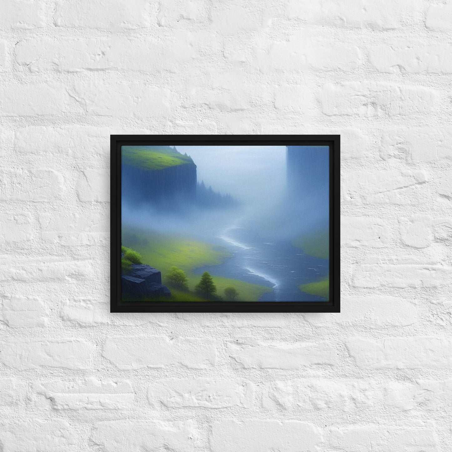 Foggy River - Digital Art - Framed canvas - FREE SHIPPING