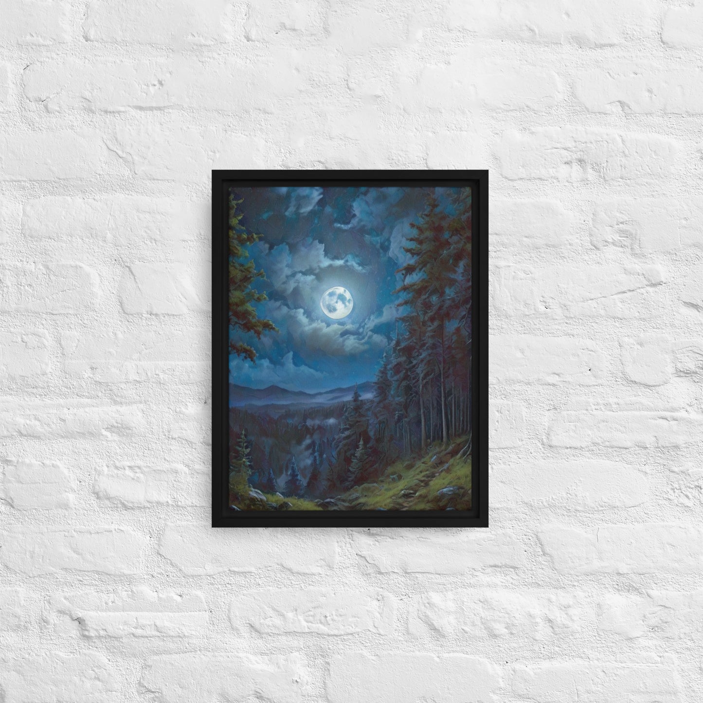 Moon Light in Oregon - Digital Art - Framed canvas - FREE SHIPPING