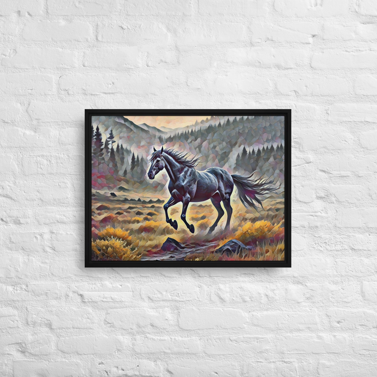 Oregon Running Horse - Digital Art - Framed canvas - FREE SHIPPING