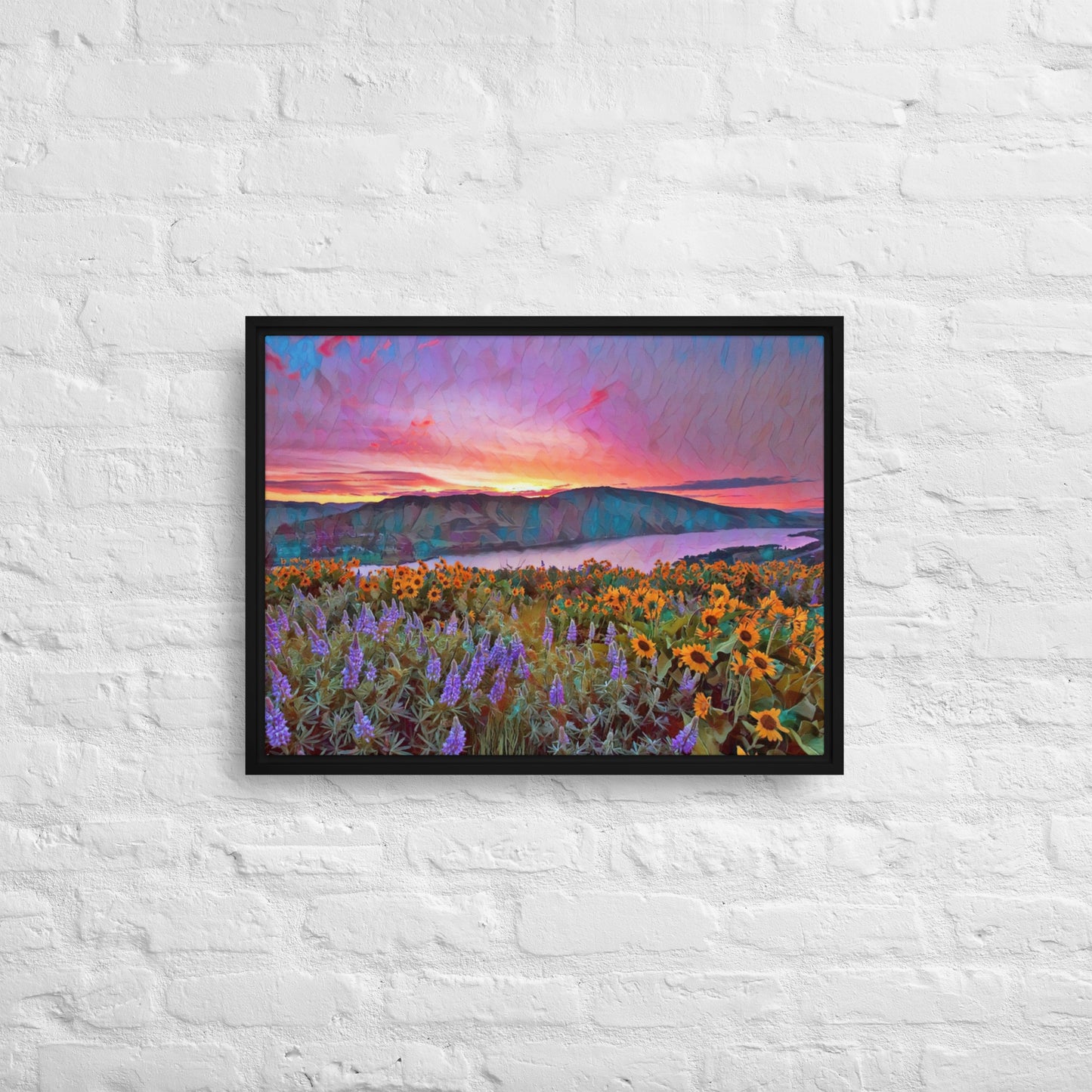 Columbia Gorge Wildflowers - Digital Art - Framed canvas - FREE SHIPPING