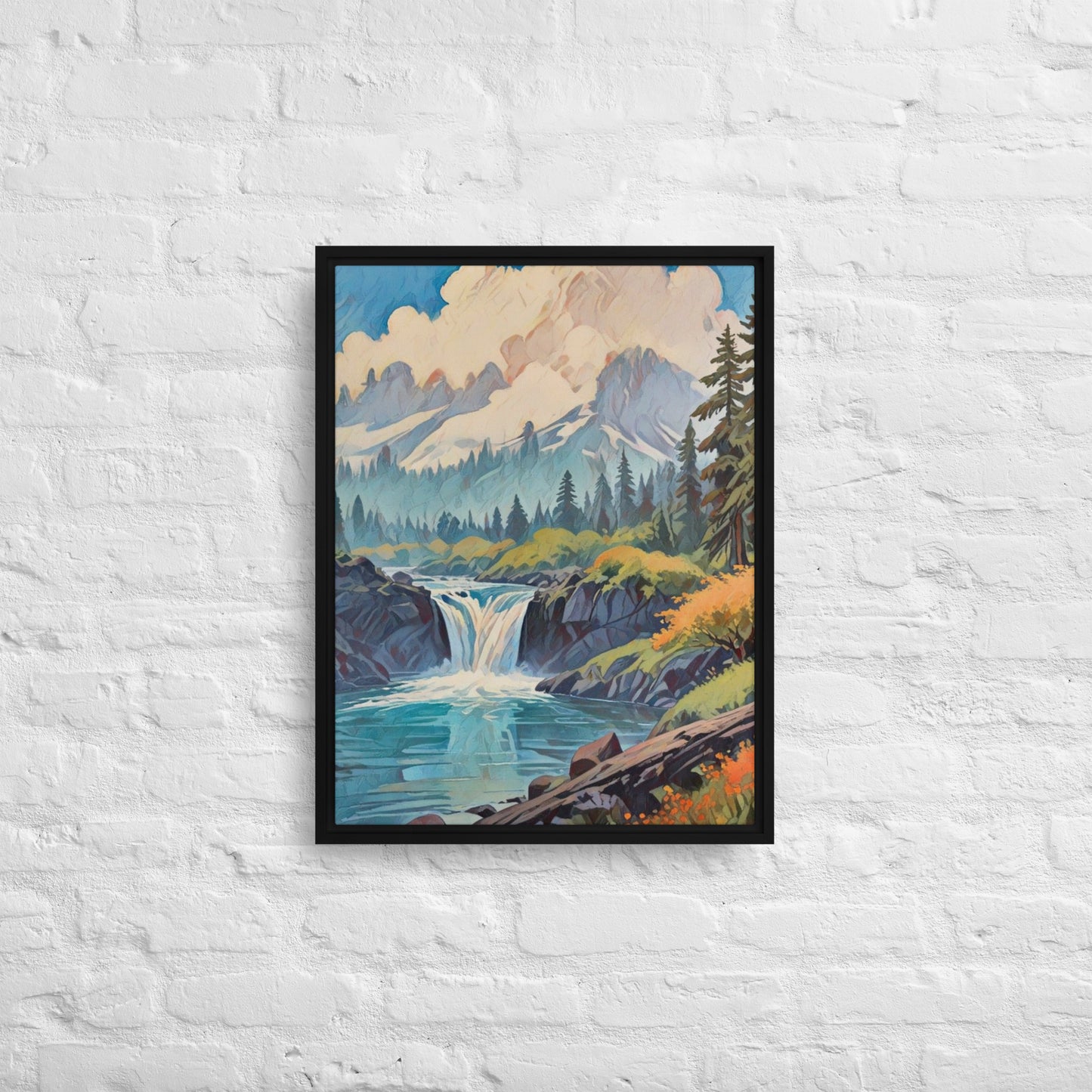 Oregon Hidden Pool - Digital Art Framed canvas - FREE SHIPPING