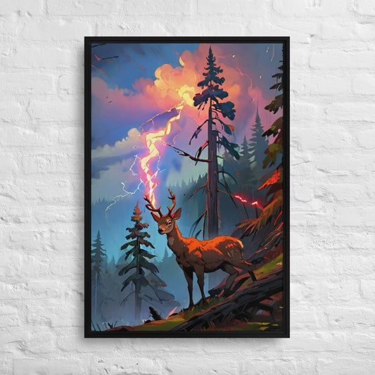 Oregon Lightning Strike - Digital Art - Framed canvas - FREE SHIPPING