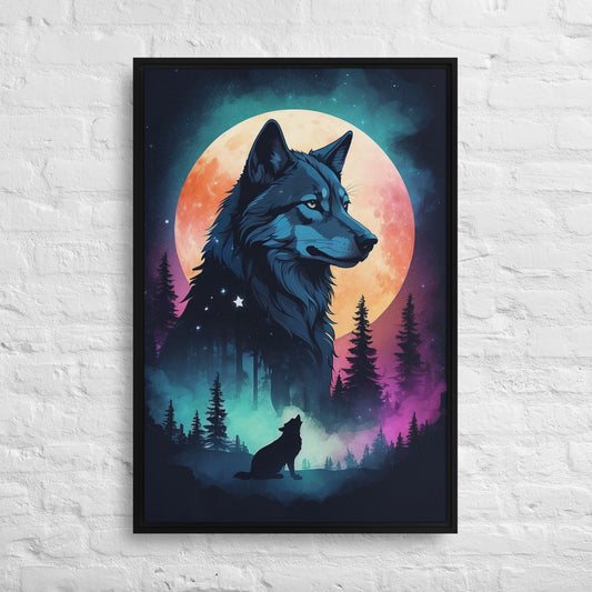 Lone Wolf - Digital Art - Framed canvas - FREE SHIPPING