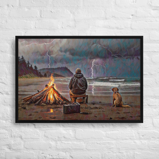 Bonfire in the Storm Digital Art - Framed canvas - FREE Shipping