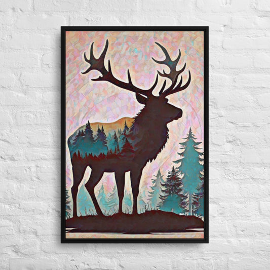 Oregon Elk in the Forest - Digital Art - Framed canvas - FREE Shipping