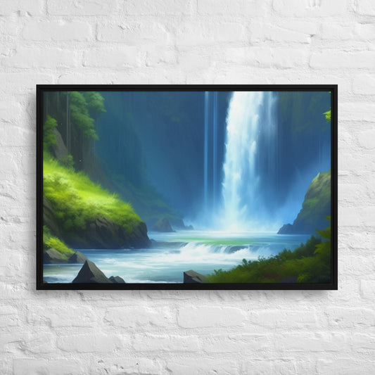 Oregon Waterfall - Digital Art - Framed canvas - FREE SHIPPING