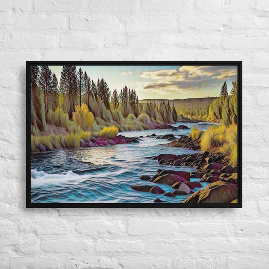 Oregon River - Digital Art - Framed canvas - FREE SHIPPING