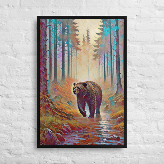 Oregon Bear in the Woods - Digital Art - Framed canvas - FREE SHIPPING