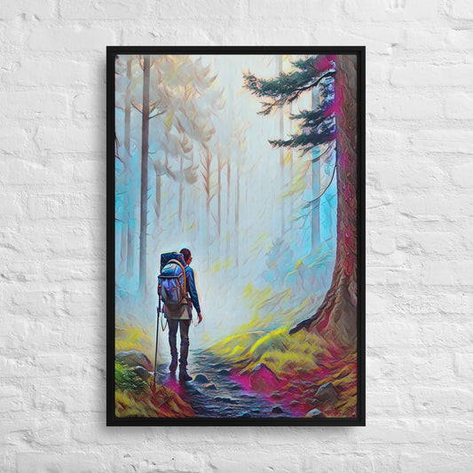 Hiking the Oregon Woods - Digital Art - Framed canvas - FREE SHIPPING