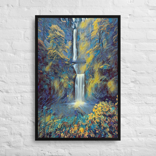 Multnomah Falls/Blue - Digital Art - Framed canvas - FREE SHIPPING