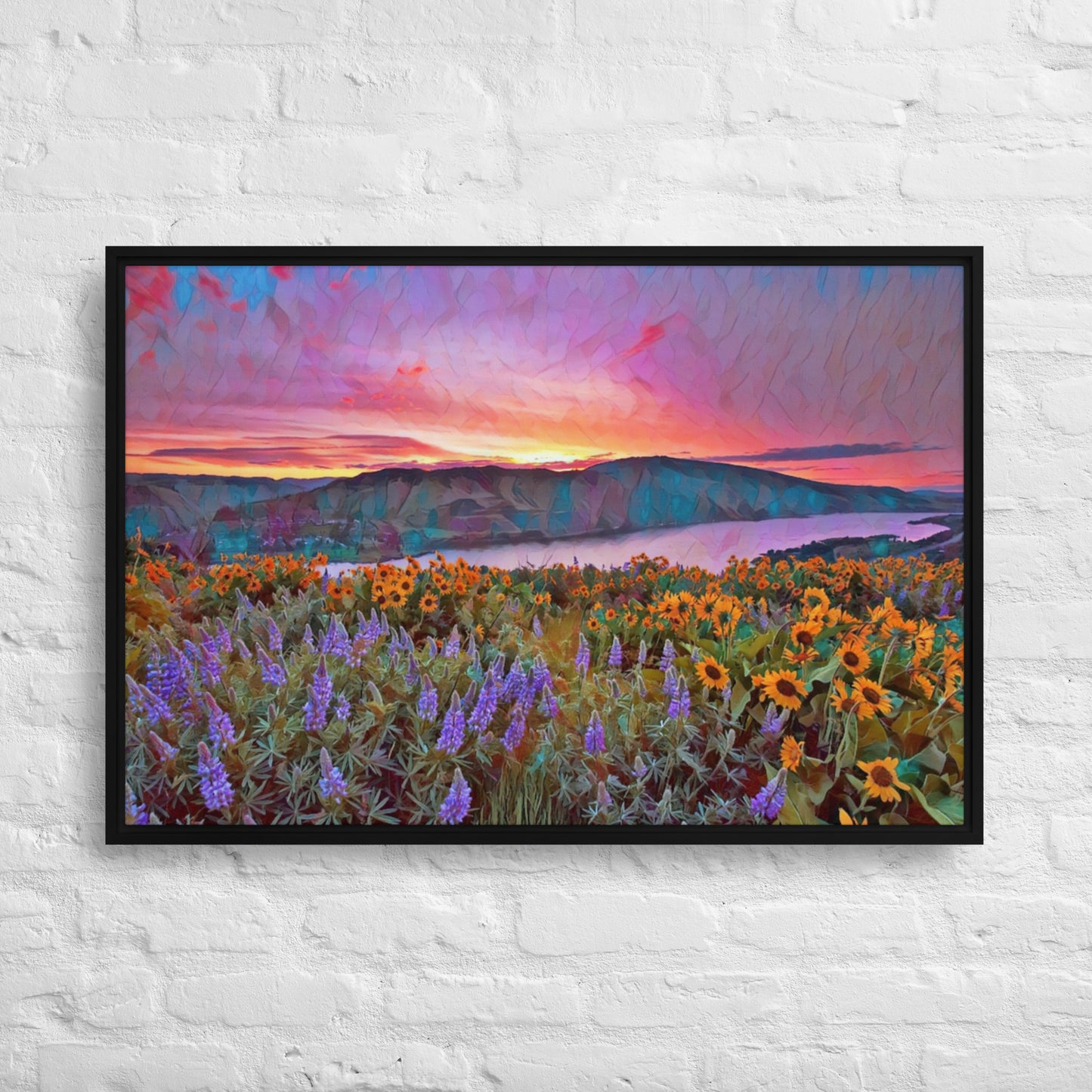 Columbia Gorge Wildflowers - Digital Art - Framed canvas - FREE SHIPPING