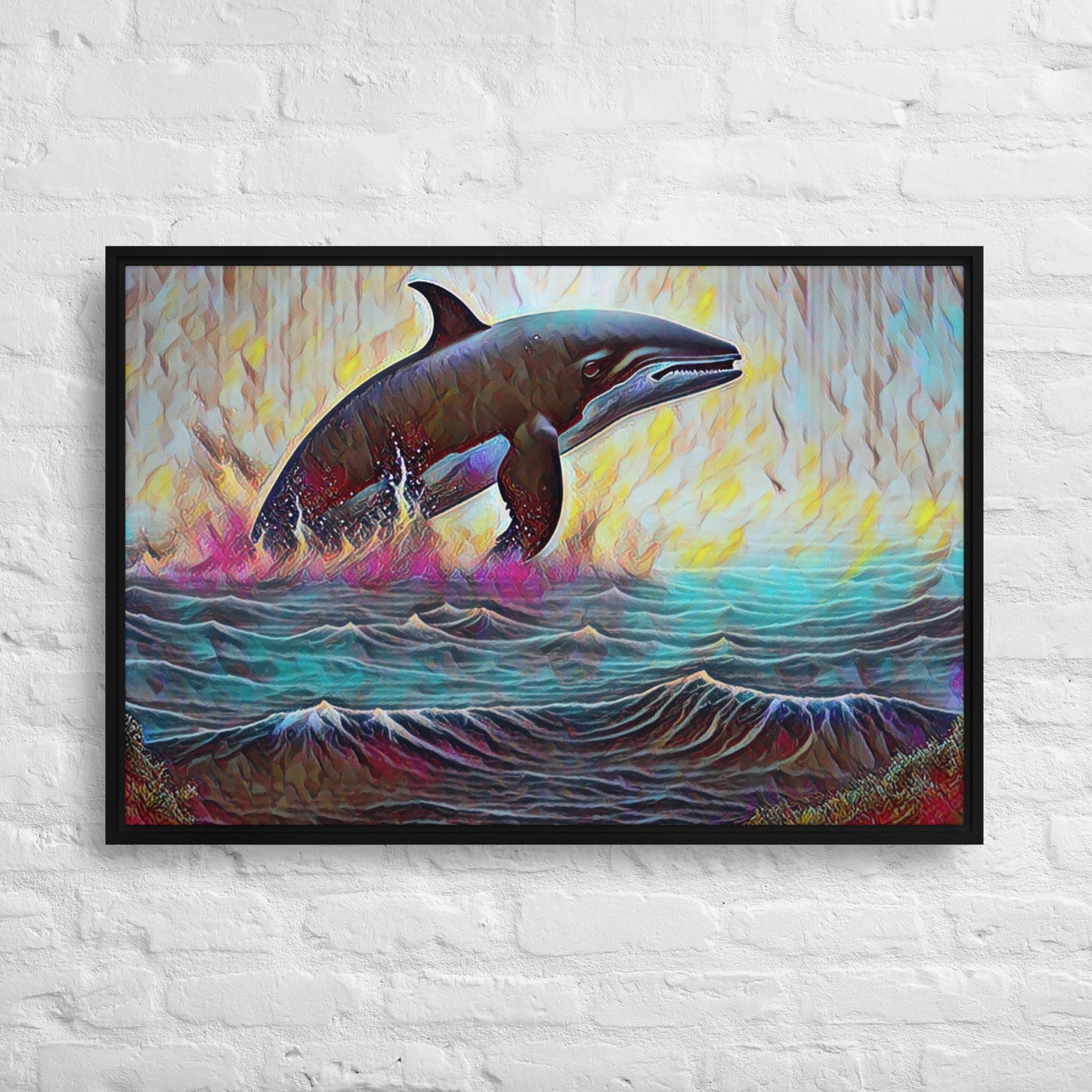 Pacific Northwest Orca - Digital Art - Framed canvas - FREE SHIPPING