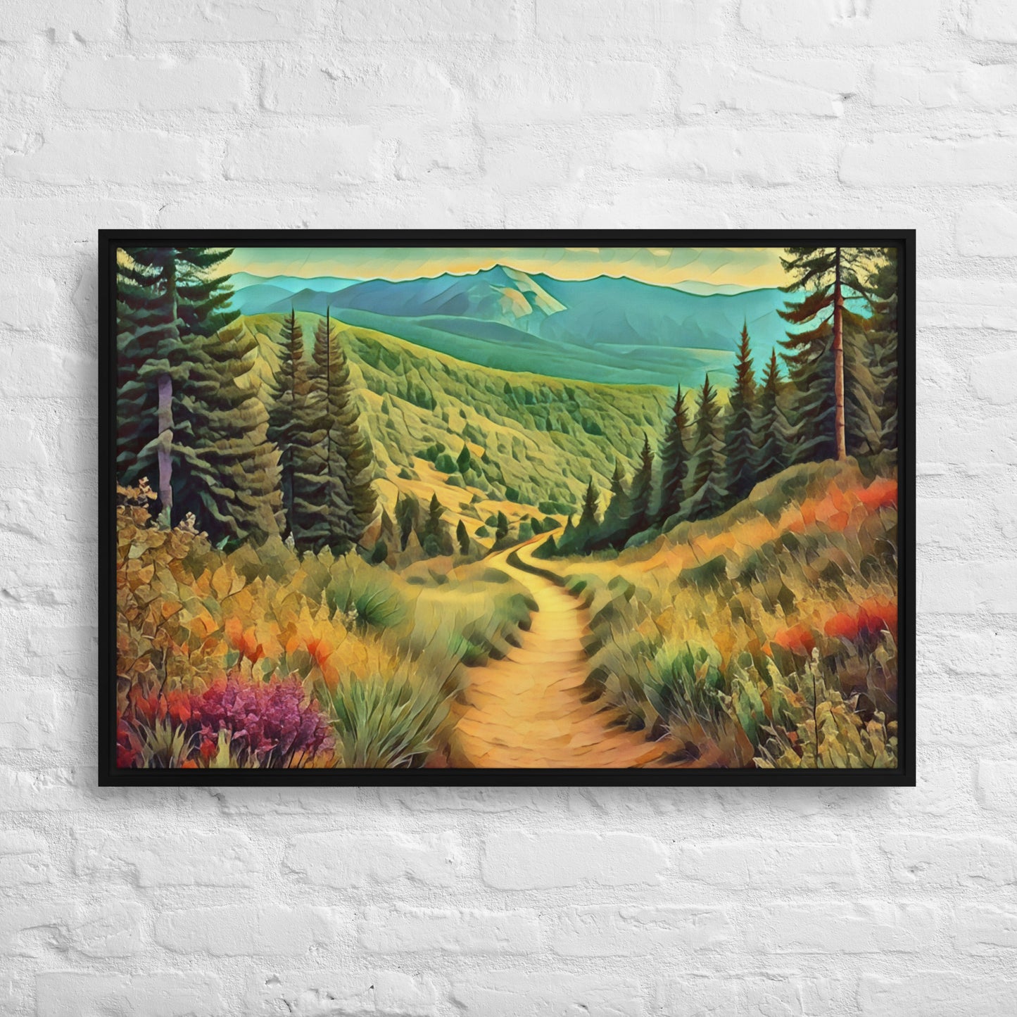 Hiking Oregon - Digital Art - Framed canvas - FREE SHIPPING