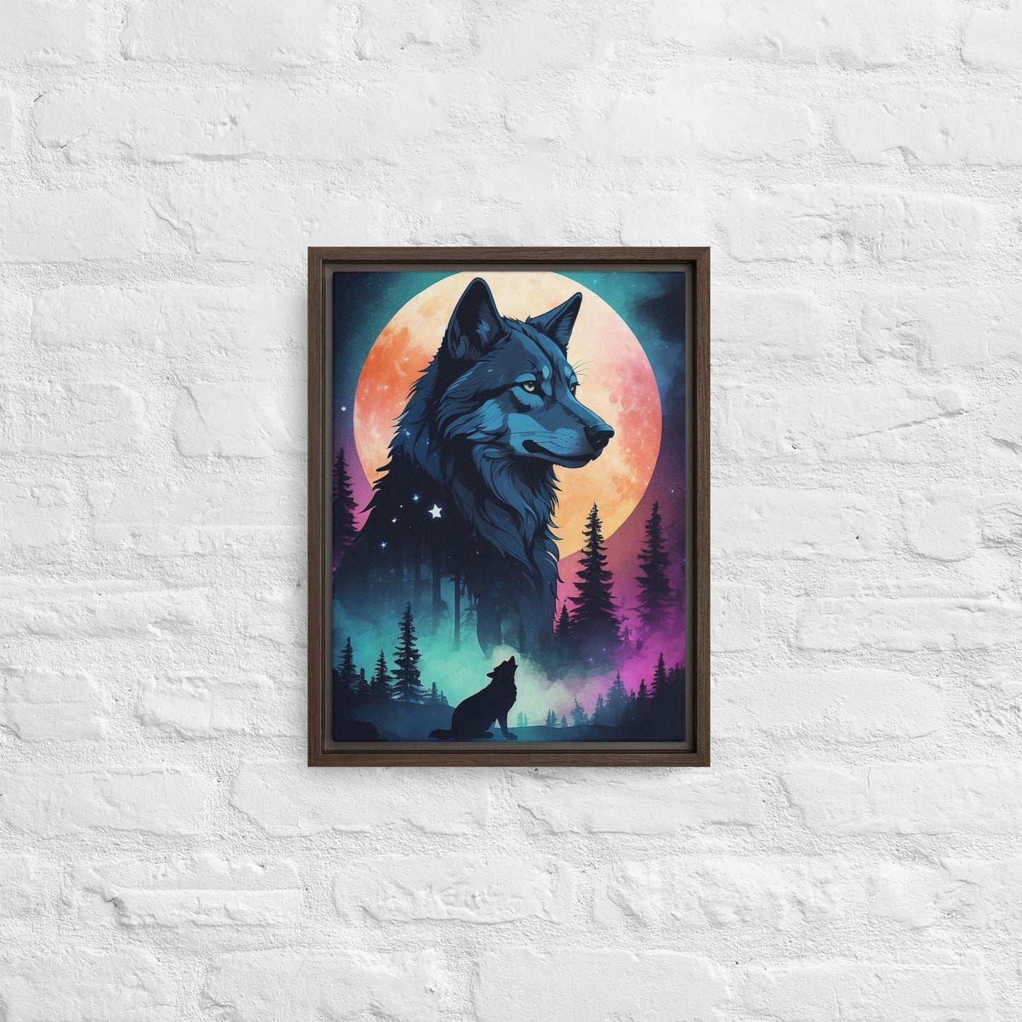 Lone Wolf - Digital Art - Framed canvas - FREE SHIPPING