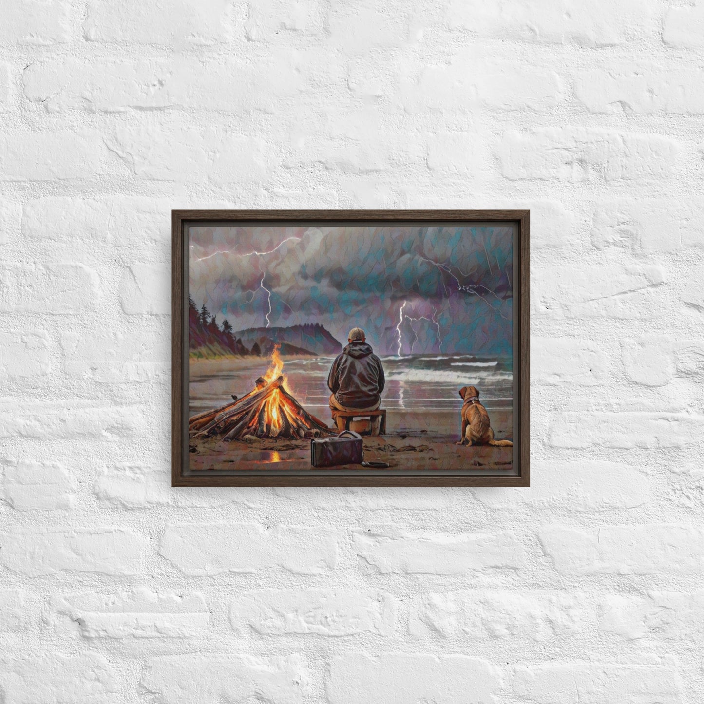 Bonfire in the Storm Digital Art - Framed canvas - FREE Shipping