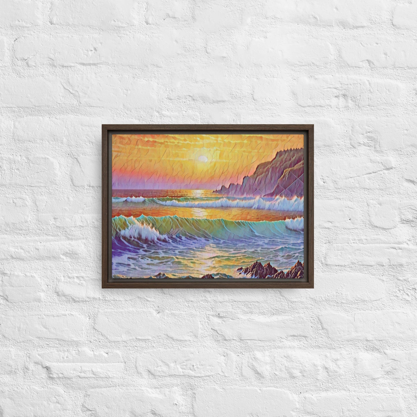 Oregon Coast Sunset - Digital Art - Framed canvas - FREE Shipping