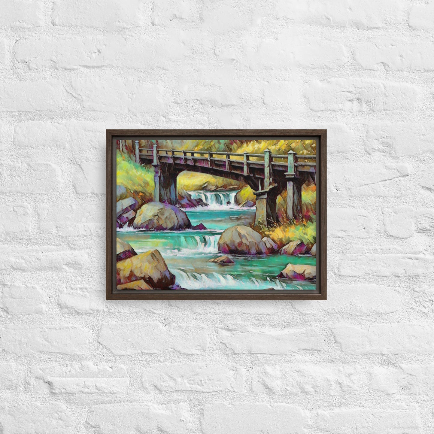 Oregon Bridge - Digital Art - Framed canvas - FREE SHIPPING