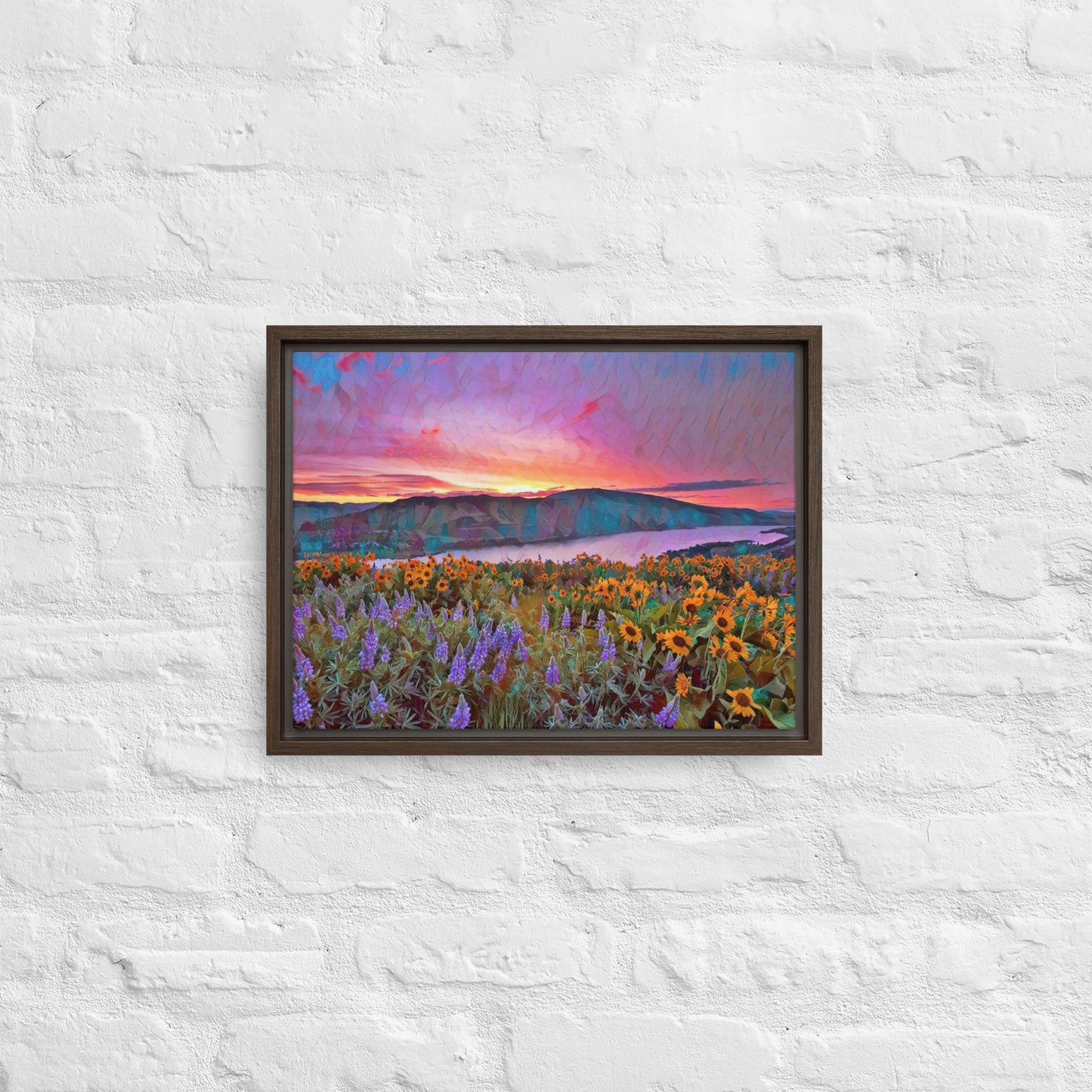 Columbia Gorge Wildflowers - Digital Art - Framed canvas - FREE SHIPPING