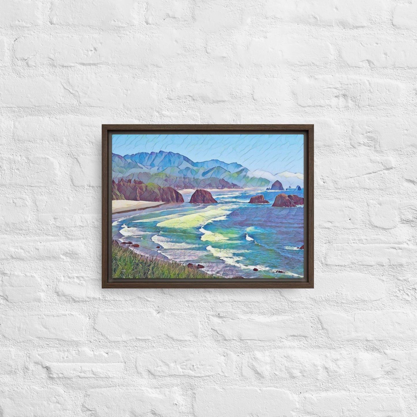 Ecola State Park - Digital Art - Framed canvas - FREE SHIPPING