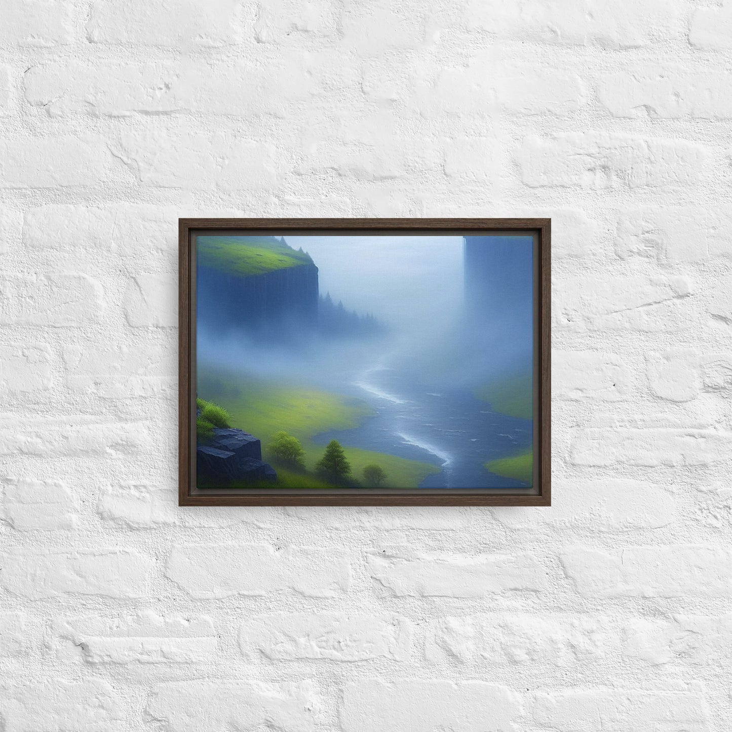 Foggy River - Digital Art - Framed canvas - FREE SHIPPING