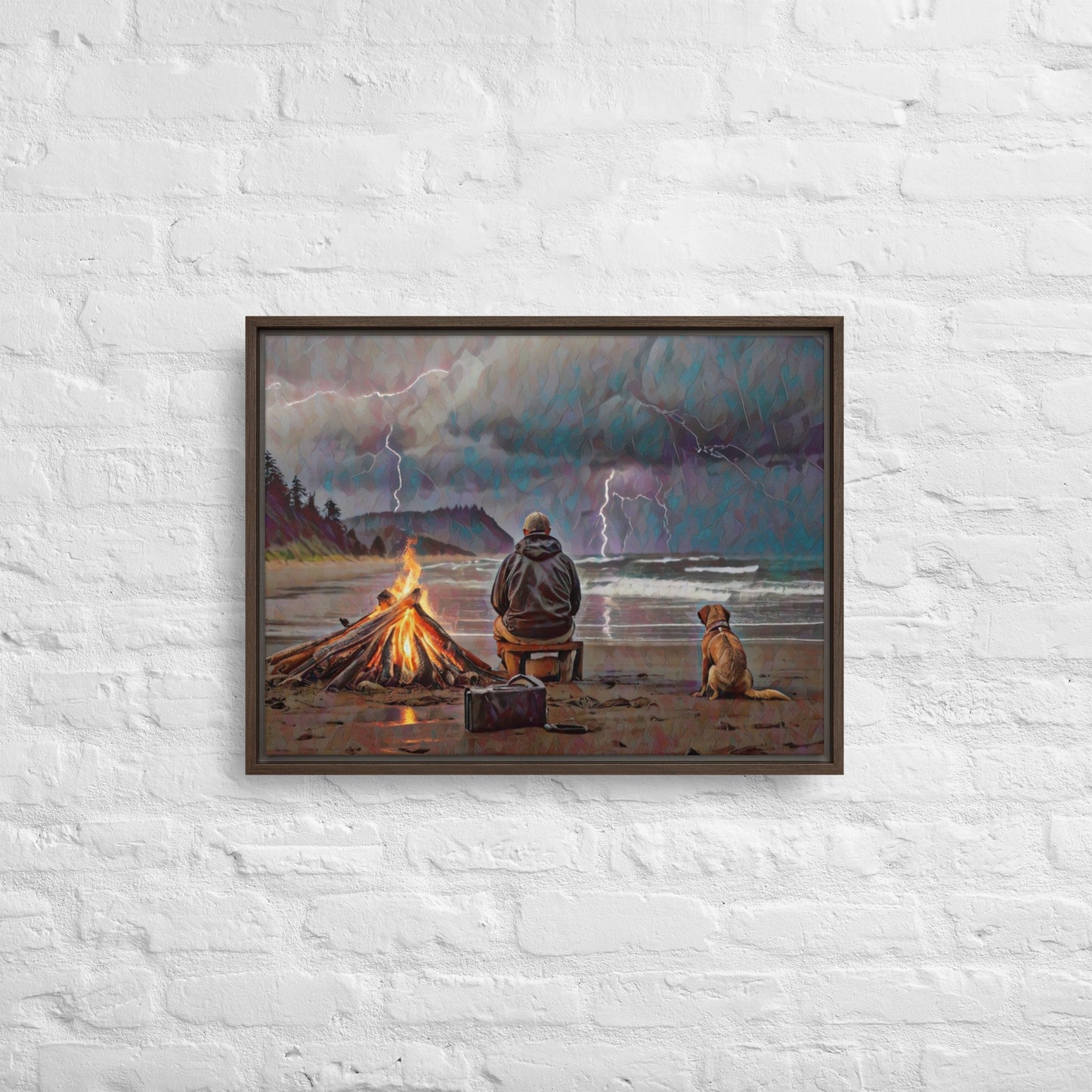 Bonfire in the Storm Digital Art - Framed canvas - FREE Shipping