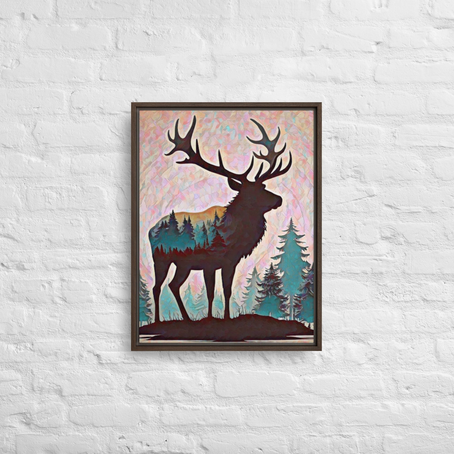 Oregon Elk in the Forest - Digital Art - Framed canvas - FREE Shipping