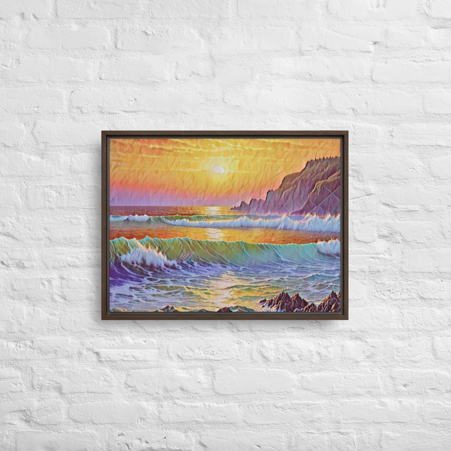 Oregon Coast Sunset - Digital Art - Framed canvas - FREE Shipping