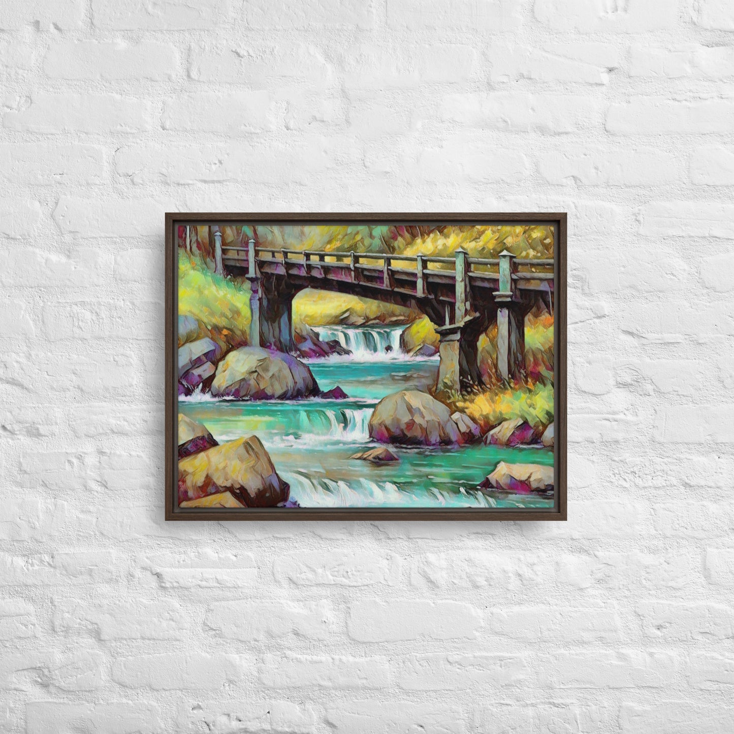 Oregon Bridge - Digital Art - Framed canvas - FREE SHIPPING